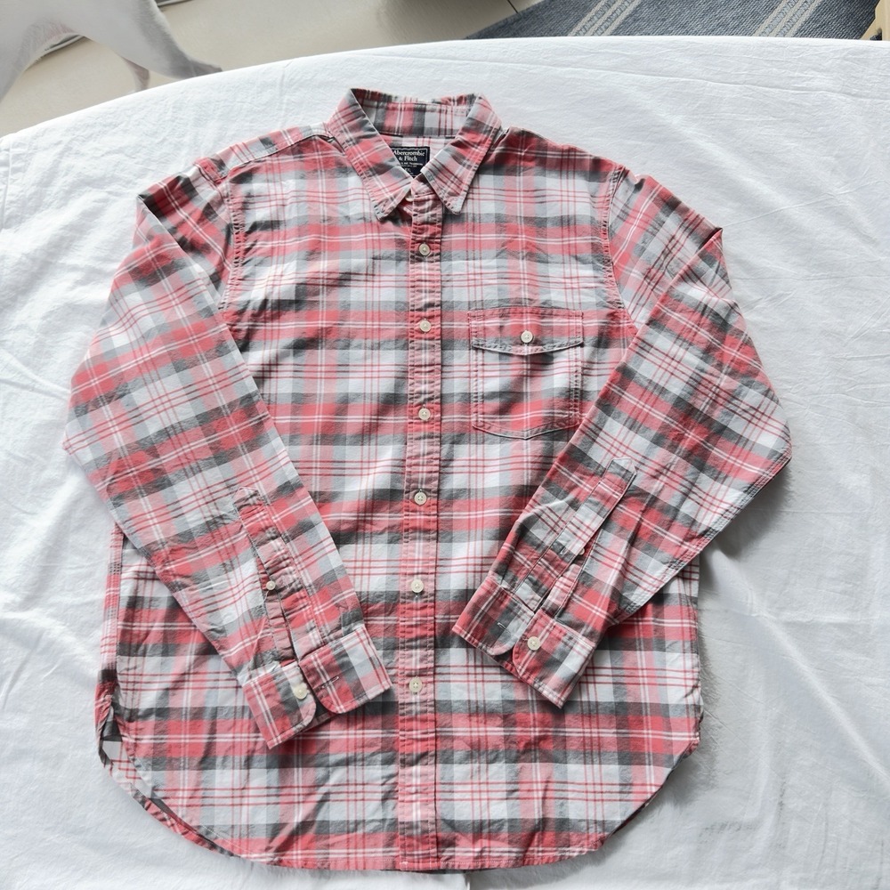 Abercrombie & Fitch Men's 2XL - Multicolor Plaid Button Down LS Shirt - Casual